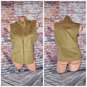 Ralph Lauren Medium Dry Goods Supply Company Womens Fux Suede Leather Brown Vest